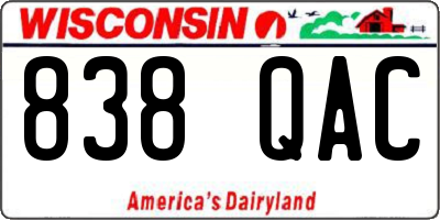 WI license plate 838QAC