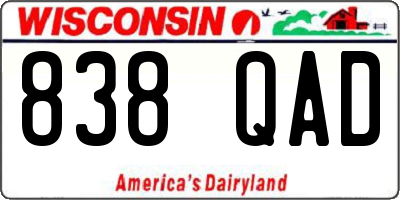 WI license plate 838QAD