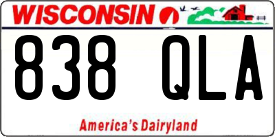 WI license plate 838QLA