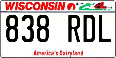 WI license plate 838RDL