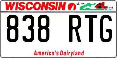 WI license plate 838RTG