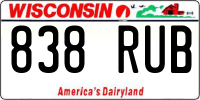 WI license plate 838RUB