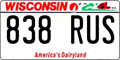 WI license plate 838RUS