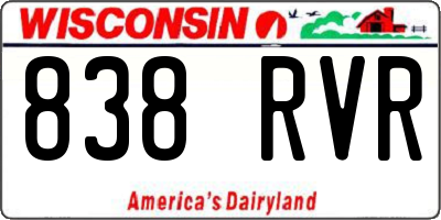 WI license plate 838RVR