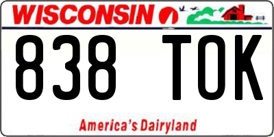 WI license plate 838TOK