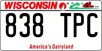 WI license plate 838TPC