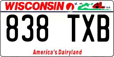 WI license plate 838TXB