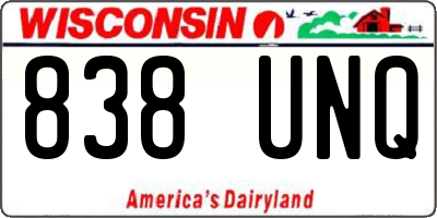 WI license plate 838UNQ
