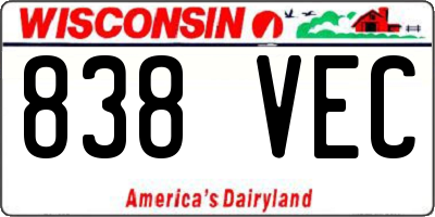 WI license plate 838VEC