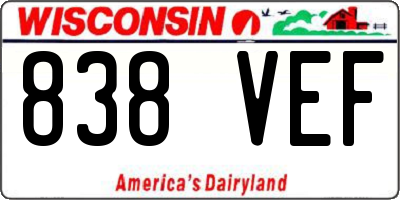 WI license plate 838VEF