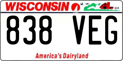 WI license plate 838VEG