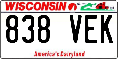WI license plate 838VEK