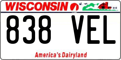 WI license plate 838VEL