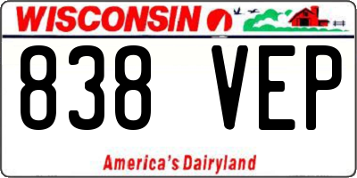 WI license plate 838VEP