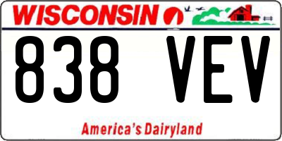WI license plate 838VEV