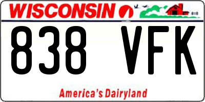 WI license plate 838VFK