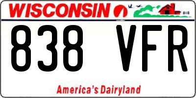 WI license plate 838VFR