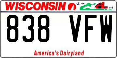 WI license plate 838VFW