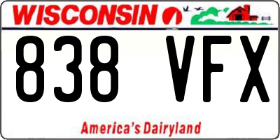WI license plate 838VFX