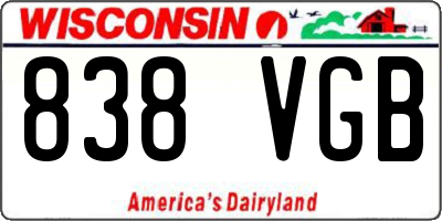WI license plate 838VGB