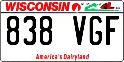 WI license plate 838VGF