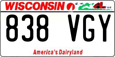 WI license plate 838VGY
