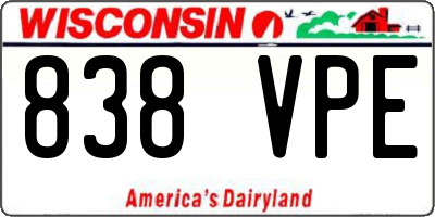 WI license plate 838VPE