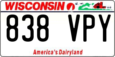 WI license plate 838VPY