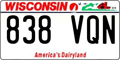 WI license plate 838VQN