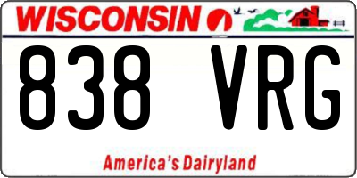 WI license plate 838VRG
