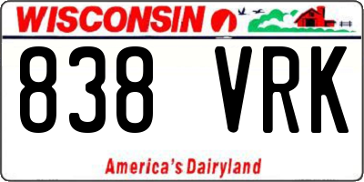 WI license plate 838VRK