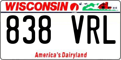 WI license plate 838VRL