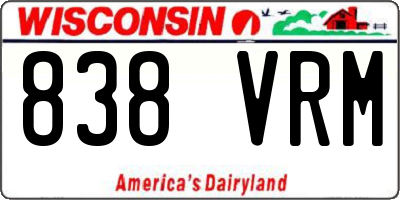 WI license plate 838VRM