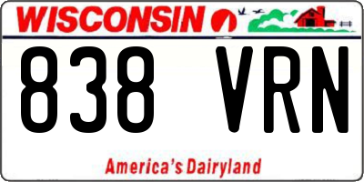 WI license plate 838VRN
