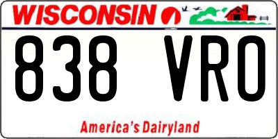 WI license plate 838VRO