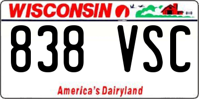 WI license plate 838VSC
