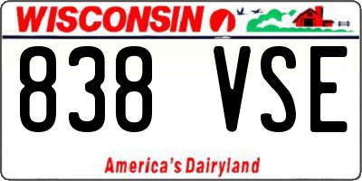 WI license plate 838VSE