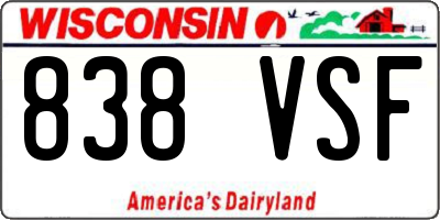 WI license plate 838VSF