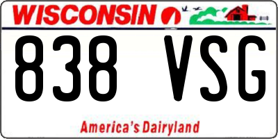 WI license plate 838VSG