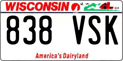 WI license plate 838VSK