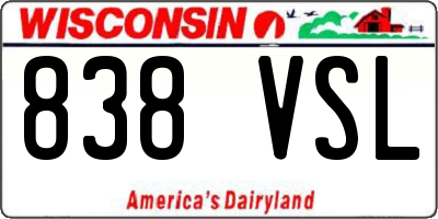 WI license plate 838VSL
