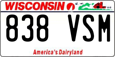 WI license plate 838VSM