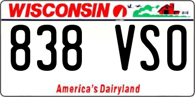 WI license plate 838VSO