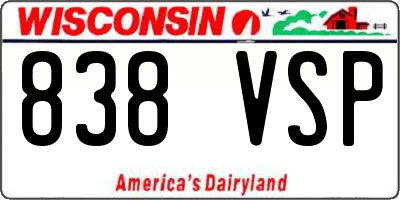 WI license plate 838VSP