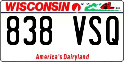 WI license plate 838VSQ