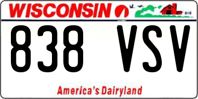 WI license plate 838VSV