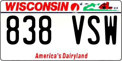 WI license plate 838VSW