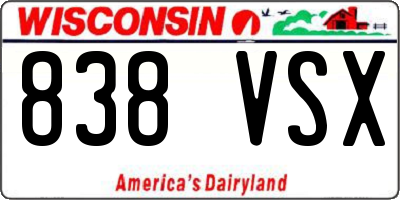 WI license plate 838VSX