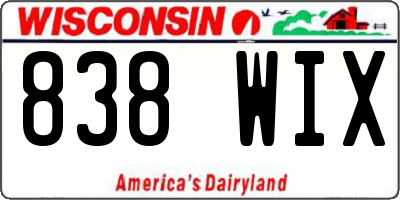 WI license plate 838WIX