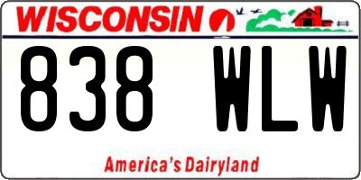 WI license plate 838WLW